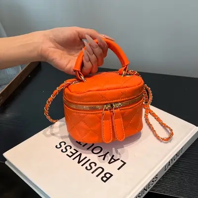 Orange Diamond Mini Chain Shoulder Bag for Women