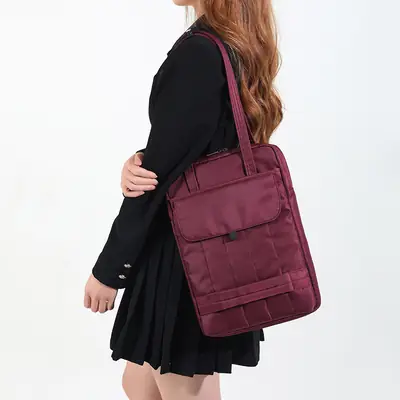 13.3" Laptop Shoulder Bag Maroon Quilted Women