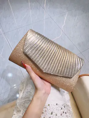 Glitter Pleated Shoulder Clutch Bag for Women
