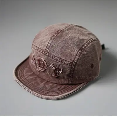 Men Women Retro Letter Patch Baseball Cap Beige