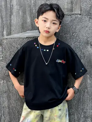 Summer Boys Short Sleeve T-Shirt White Kids Wear