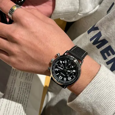 Men's Swiss Chronograph Watch Black Quartz Belt