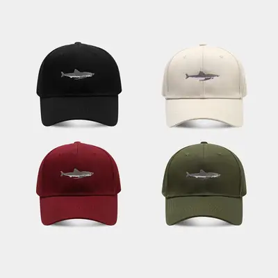 Navy Shark Embroidered Baseball Cap for Men Women