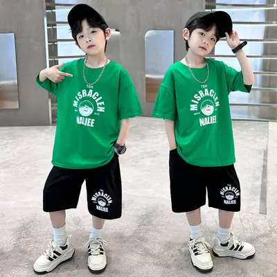2026 Boys Red Graphic Shorts T-Shirt Set