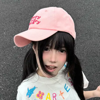 Dopamine Pink Letter Baseball Cap Women Soft Top Breathable Cap Korean Style Embroidered Face Showcase Small Sun Hat Trendy