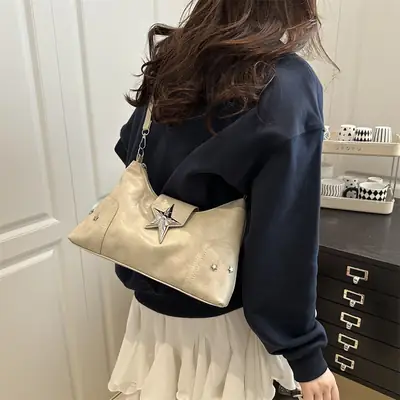 Women's Textured Star Shoulder Bag Casual Elegant Large Capacity