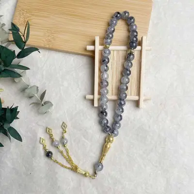 Golden Flower Beads Islamic Rosary Necklace 10cm Large