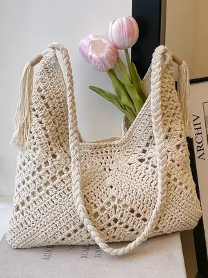 2025 Crochet Shoulder Bag Women's Fashion Seaside Travel