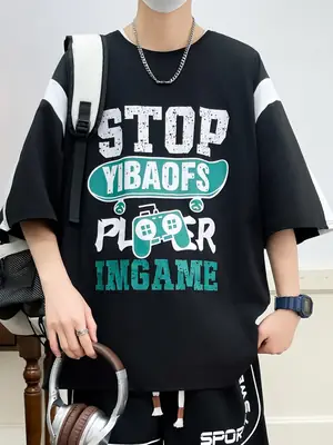 Men's Printed T-Shirt Loose 2025 Summer