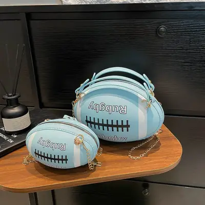 Rugby Patch Bag Set for Women Blue Retro Fashion