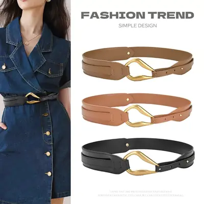 Black Elastic Wide Waist Belt for Dress & Casual Wear