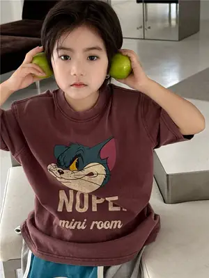 2026 Kids Cotton T-Shirt Nope Mini Room Cartoon Print