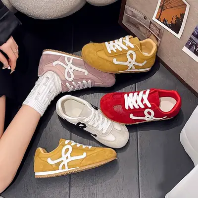 Women Mesh Breathable Sports Shoes Yellow White
