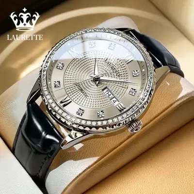 Lauertéte Blue Dial Men's Quartz Watch with Crystal Ring