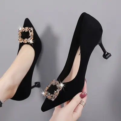 New Black French Work Stiletto Heels for Women