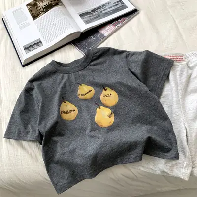 Boys T-Shirt Dark Gray Short Sleeve Korean Style 2025