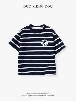 Duomengdou Boys Striped T-Shirt 2025 Summer