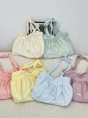 Women's Pleated Buckle Shoulder Bag Canvas Western Style