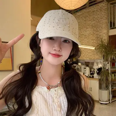 Women Soft Top Floral Baseball Cap with Embroidered Letters