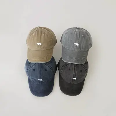 Washable Bear Cap for Boys Vintage Outdoor Soft Top