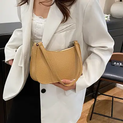 New Women's Pebbled Shoulder Bag with Armpit Design