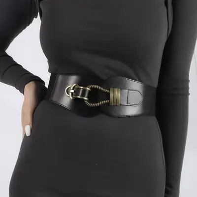 Leopard Print Wide Waist Belt for Women