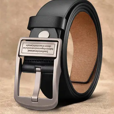 Vintage Leather Belt for Men with Pin Buckle