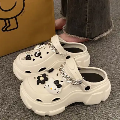 Women's White EVA Beach Sandals with Cute Decor