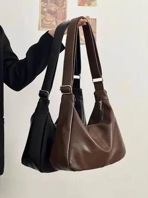 Brown Leather Crossbody Bag for Women Large Capacity