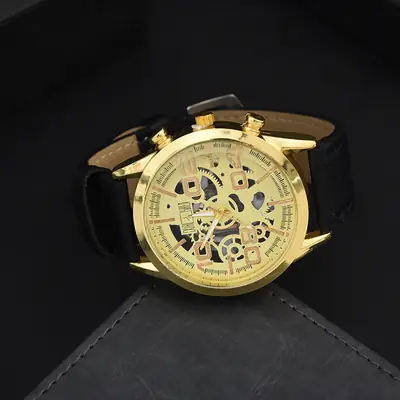 Men's Hollow Luminous Watch with Cowhide Belt