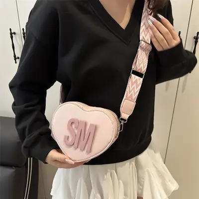 Sweet Heart Crossbody Bag Pink Women