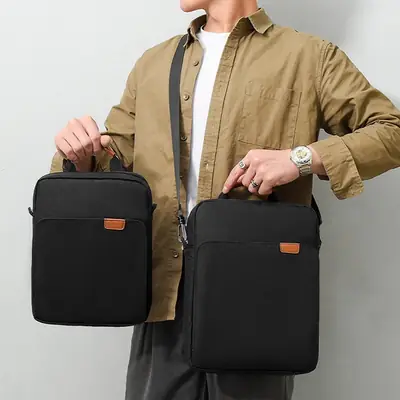 Business Casual Men's Black Oxford Shoulder Bag Large Capacity