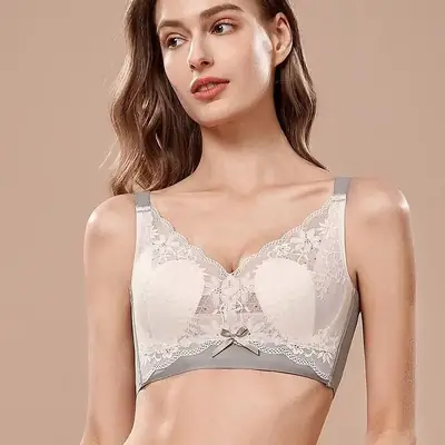 Wireless Thin Lace Bra for Women Large Bust Adjustable