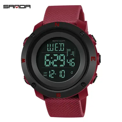 Sanda Red Digital Outdoor Watch for Men