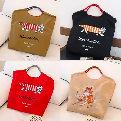 Cross-Border Cat Embroidered Tote Bag Set of 4