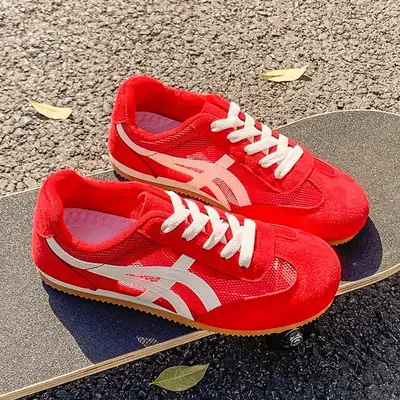 Women Red Mesh Casual Sneakers 2025