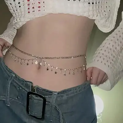 Rhinestone Waist Chain for Women Summer Decoration