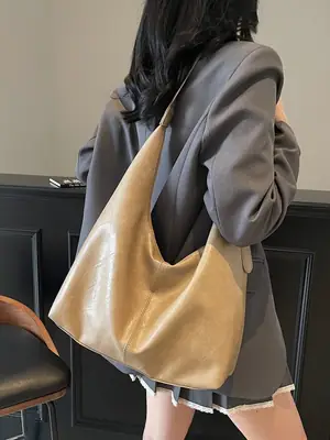 Vintage Leather Shoulder Bag Brown 2025