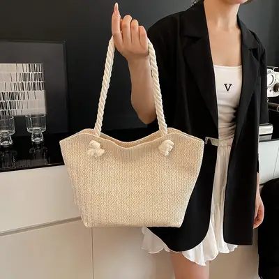 Straw Woven Shoulder Bag Large Capacity Women