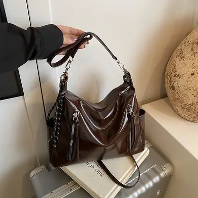 Women's Brown Leather Shoulder Crossbody Bag 2025