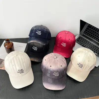 Women Blue Embroidered Baseball Cap with "Type Scale Web" Design