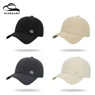 Men's Adjustable Baseball Cap Sun Protection Beige Black