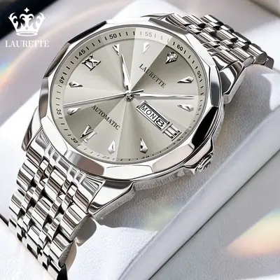 Laurit Men's Stainless Steel Quartz Watch with Live Display