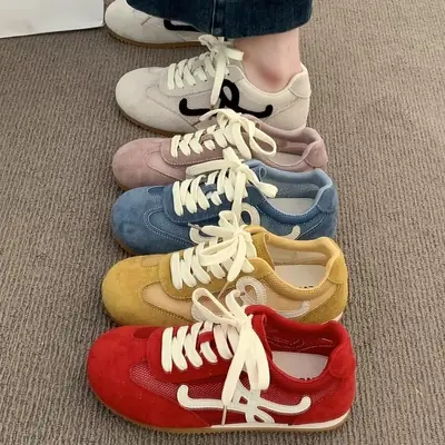 Women Red Mesh Casual Sneakers 2025