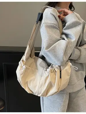 Crossbody Women's Large Capacity Bag Beige Fabric