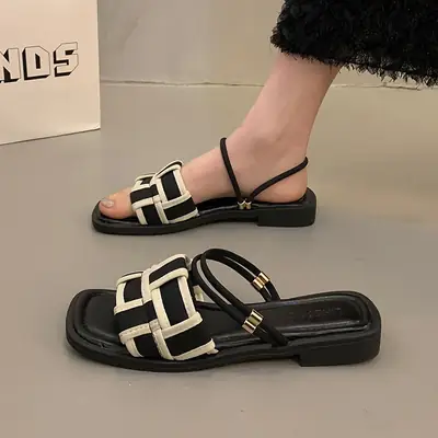 Women French Fairy Sandals Black Summer Elegant
