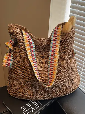 Woven Beach Bag for Women Large Capacity Shoulder Carry