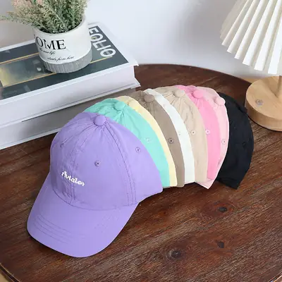 Children's Pink Cotton Aviator Cap with Embroidery