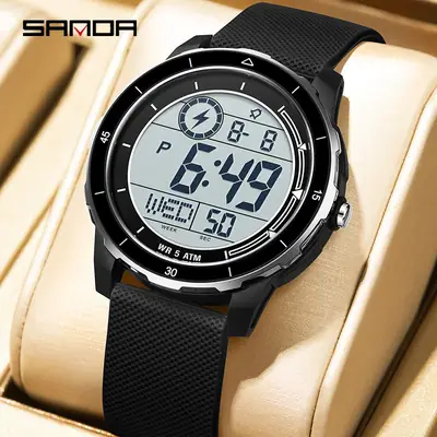 Sanda Digital Watch Multi-Color Large Screen Waterproof
