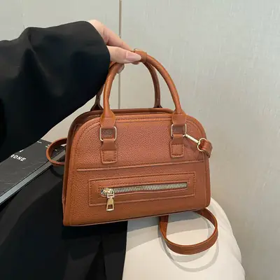 Korean Style Cross-Country Shoulder Bag Brown Large Capacity